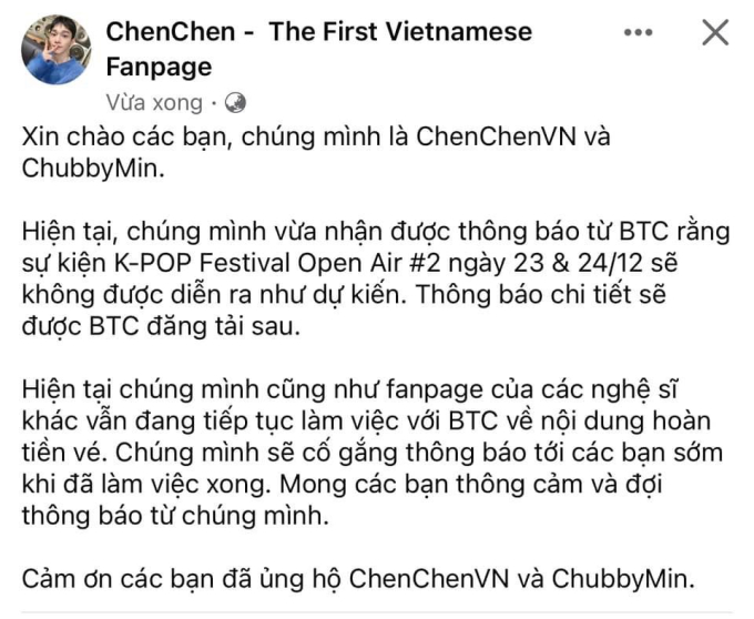 Thêm Tóc Tiên và nhóm Hàn báo huỷ show, BTC xác nhận concert Giáng sinh Mỹ Đình sẽ không diễn ra và hứa hoàn tiền vé cho fan?