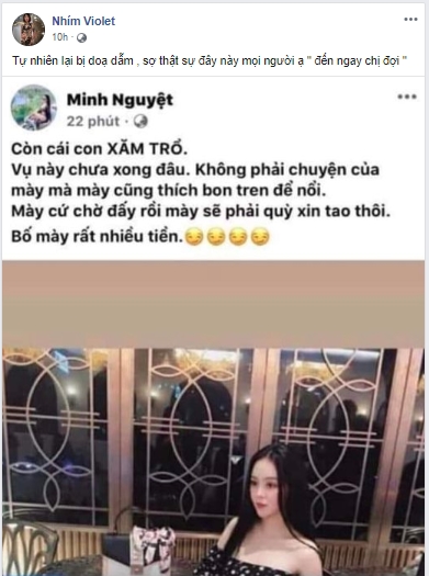 Cô cũng chia sẻ về tinh trạng bị đe dọa sau vụ đánh ghen nhưng nhiều người cho rằng 