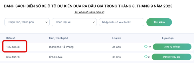 Biển kiểm soát chạy ngoài đường vẫn nằm trong kho sắp mang ra đấu giá