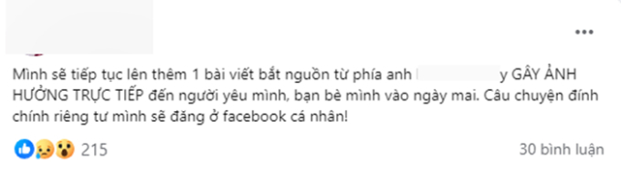 Cô cũng cho biết đã chuẩn bị một bài viết khác về mọi việc